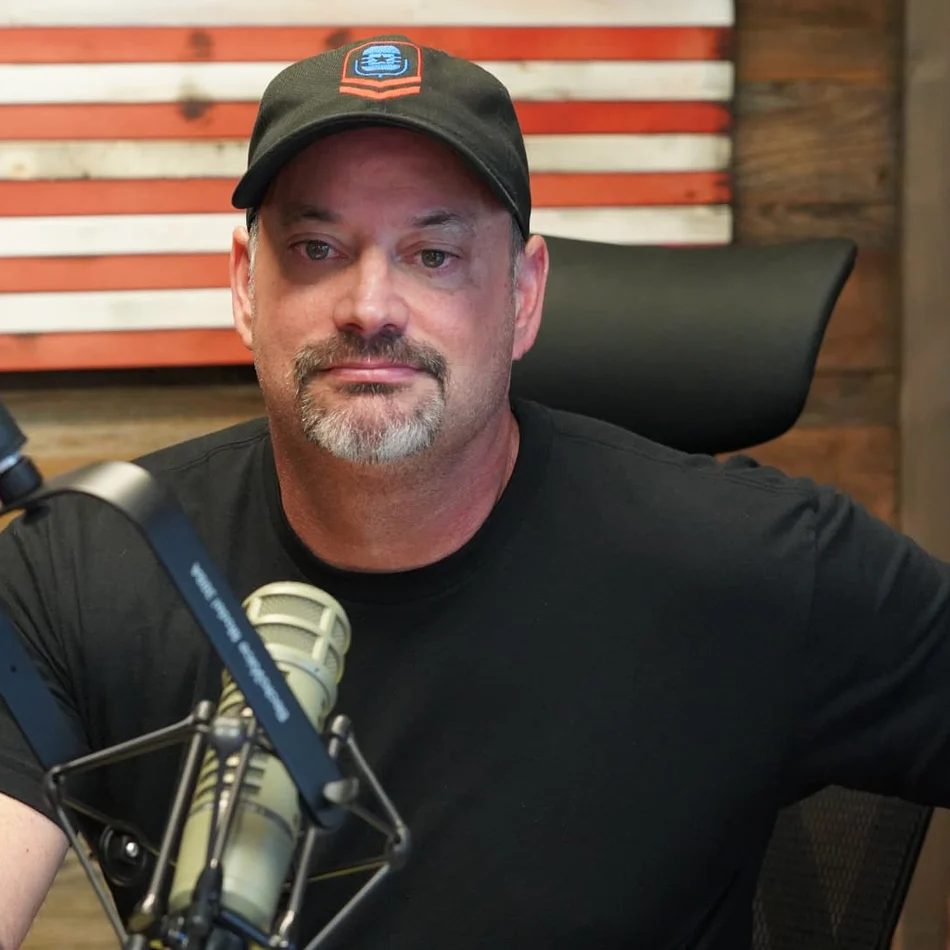 Ed Parcaut at the studio microphone